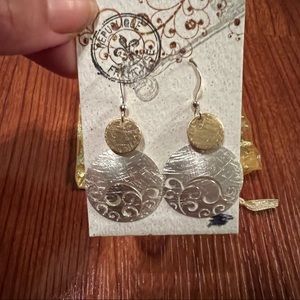 NWT Silver-and-gold-toned dangle earrings